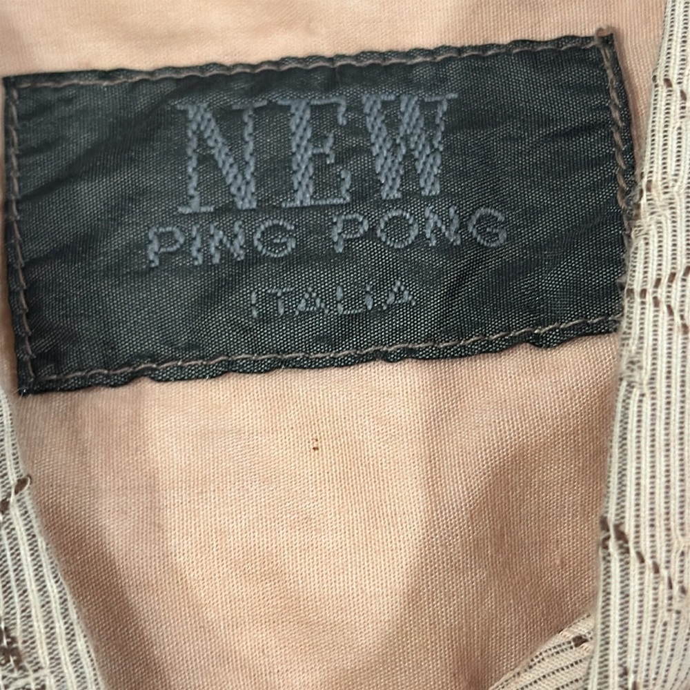 Vintage Italian Ping Pong Pale Pink & Brown Printed Cotton Blend Shirt Size M - Picture 3 of 12